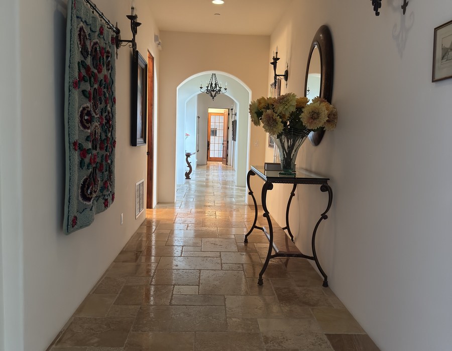 Spanish-style residential entryway cleaned by Green Rose